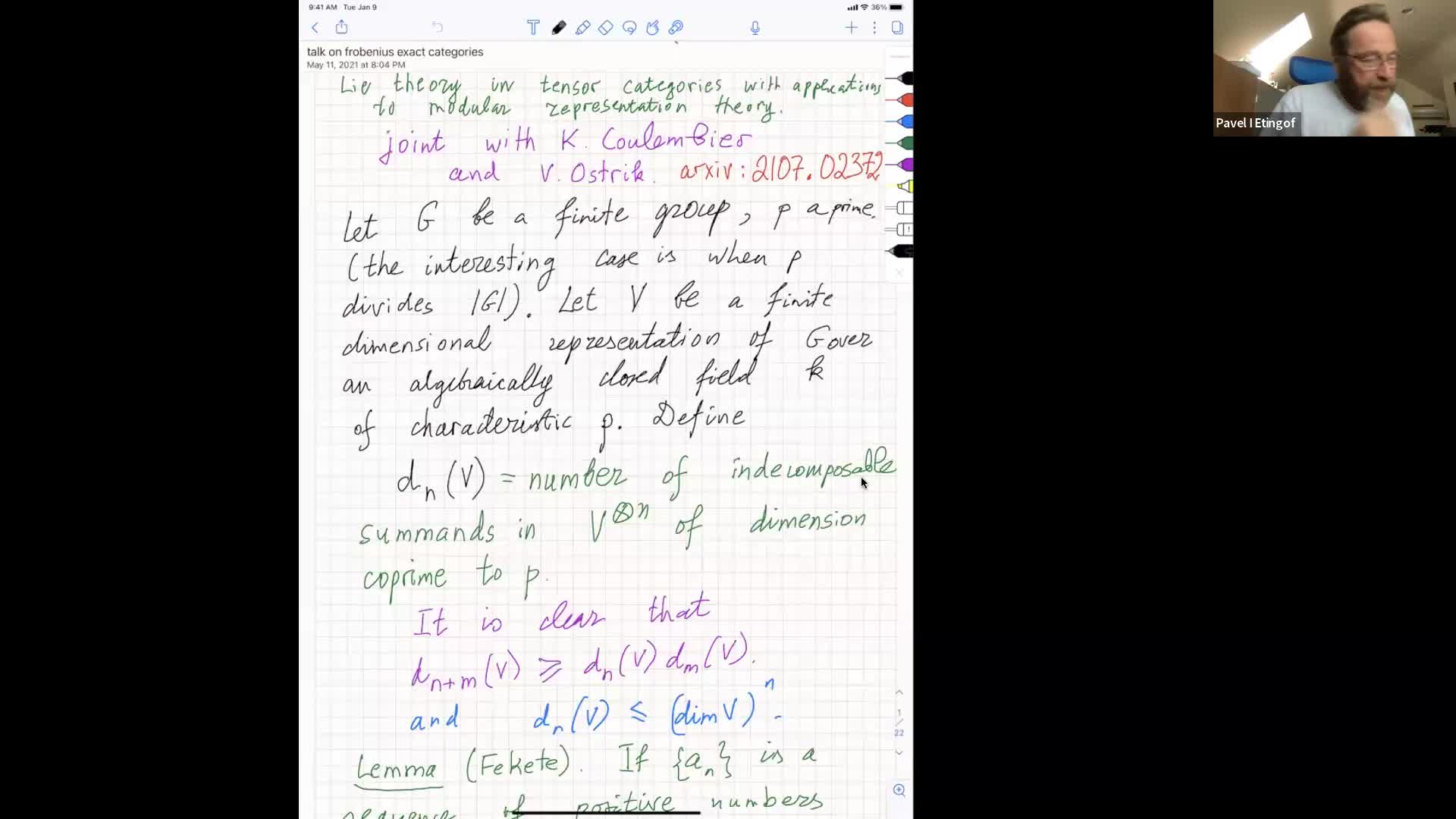  2023.07.12 Lie theory in tensor categories (with applications to modular representation theory)
