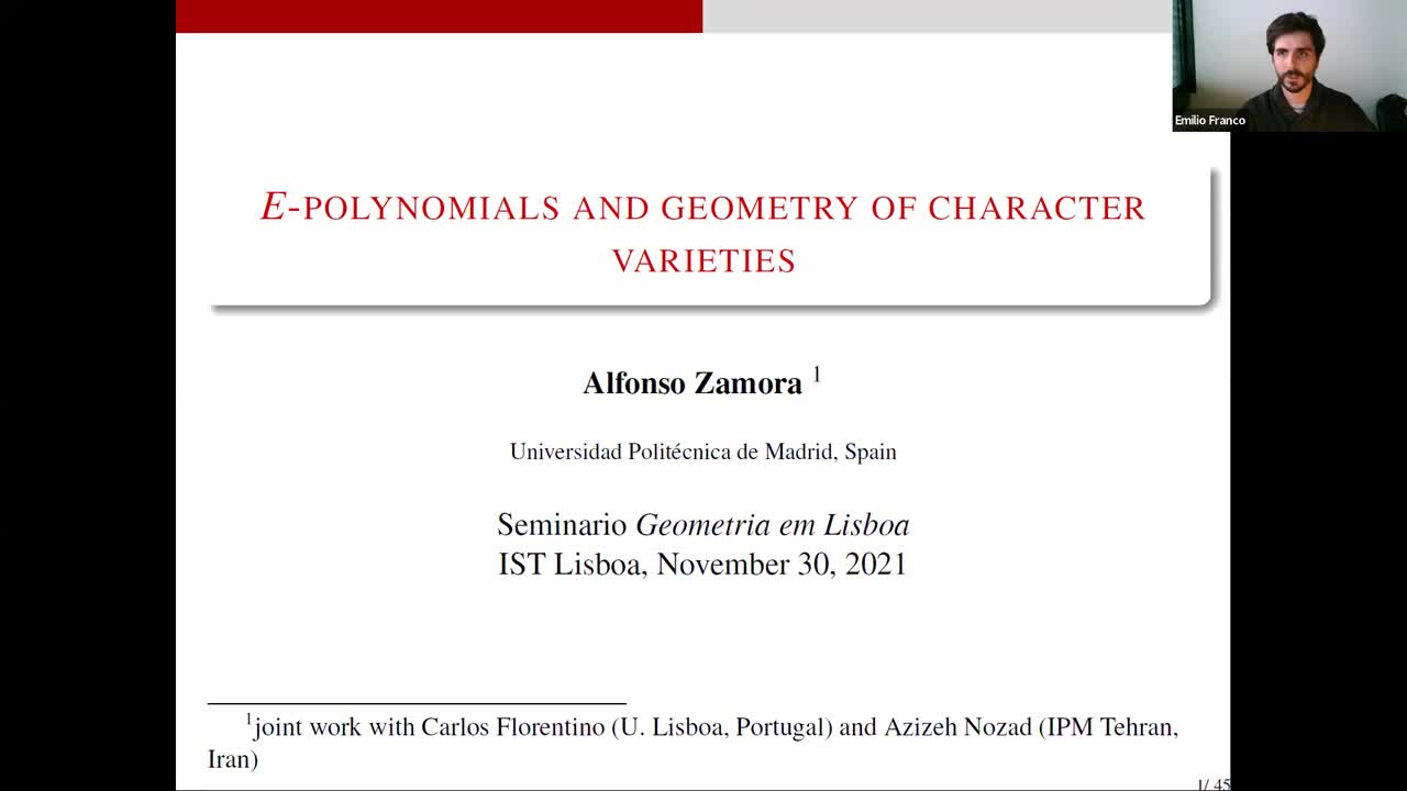  2021.11.30 E-polynomials and the geometry of character varieties