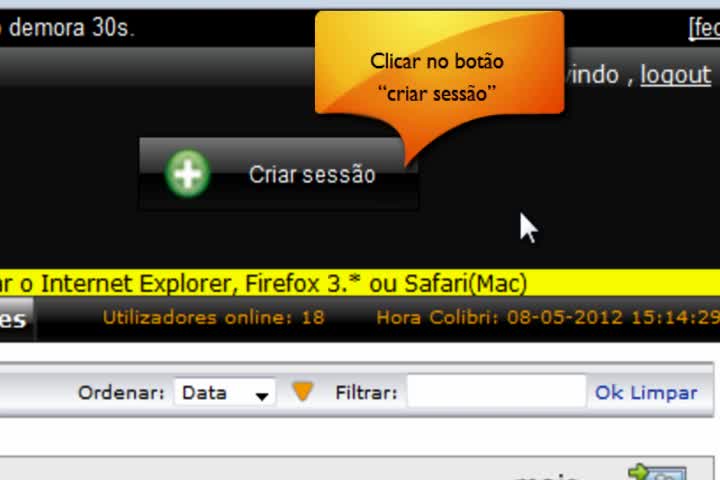 Criar Sessão no Colibri