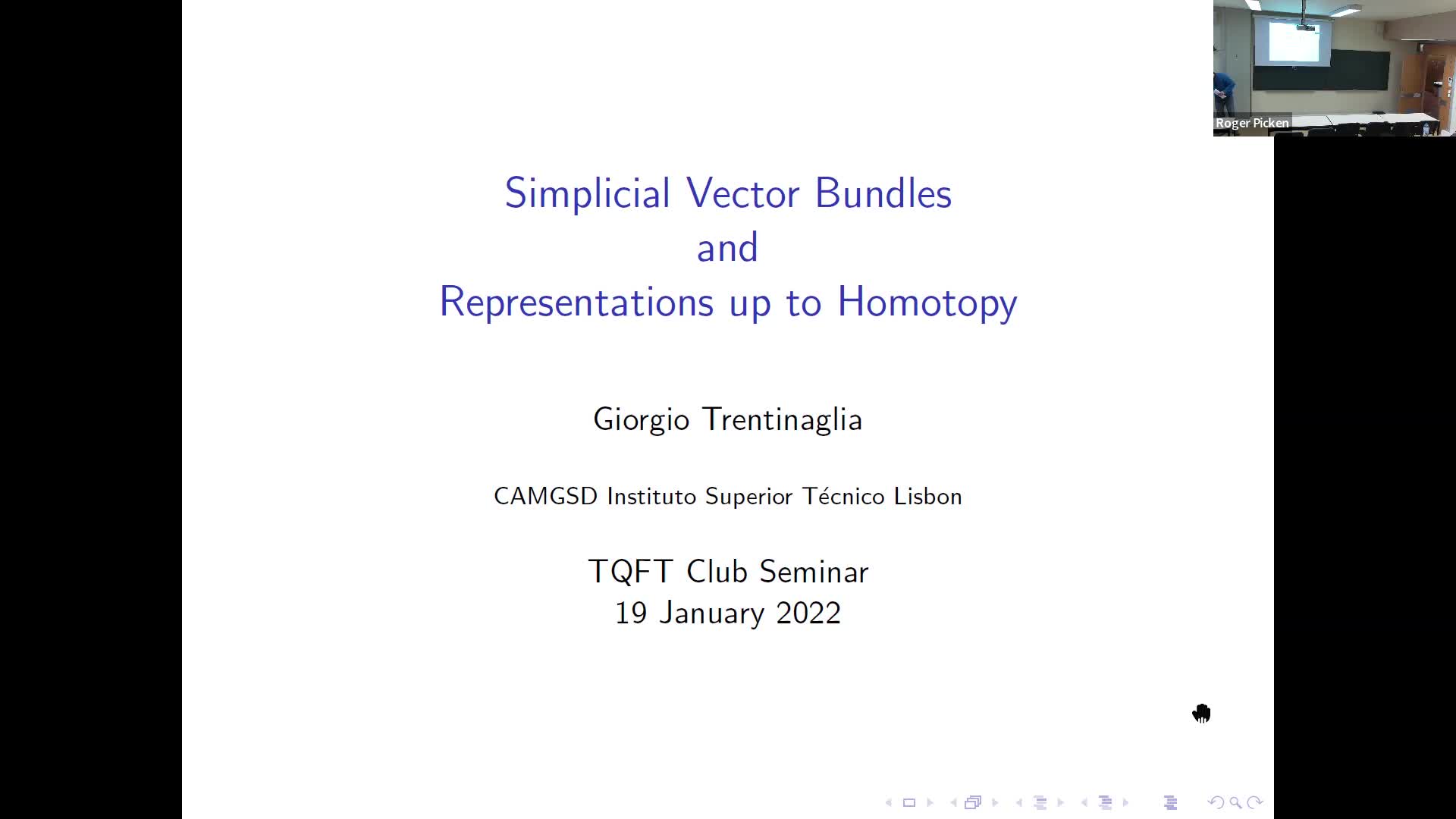  2022.01.19 Simplicial vector bundles and representations up to homotopy