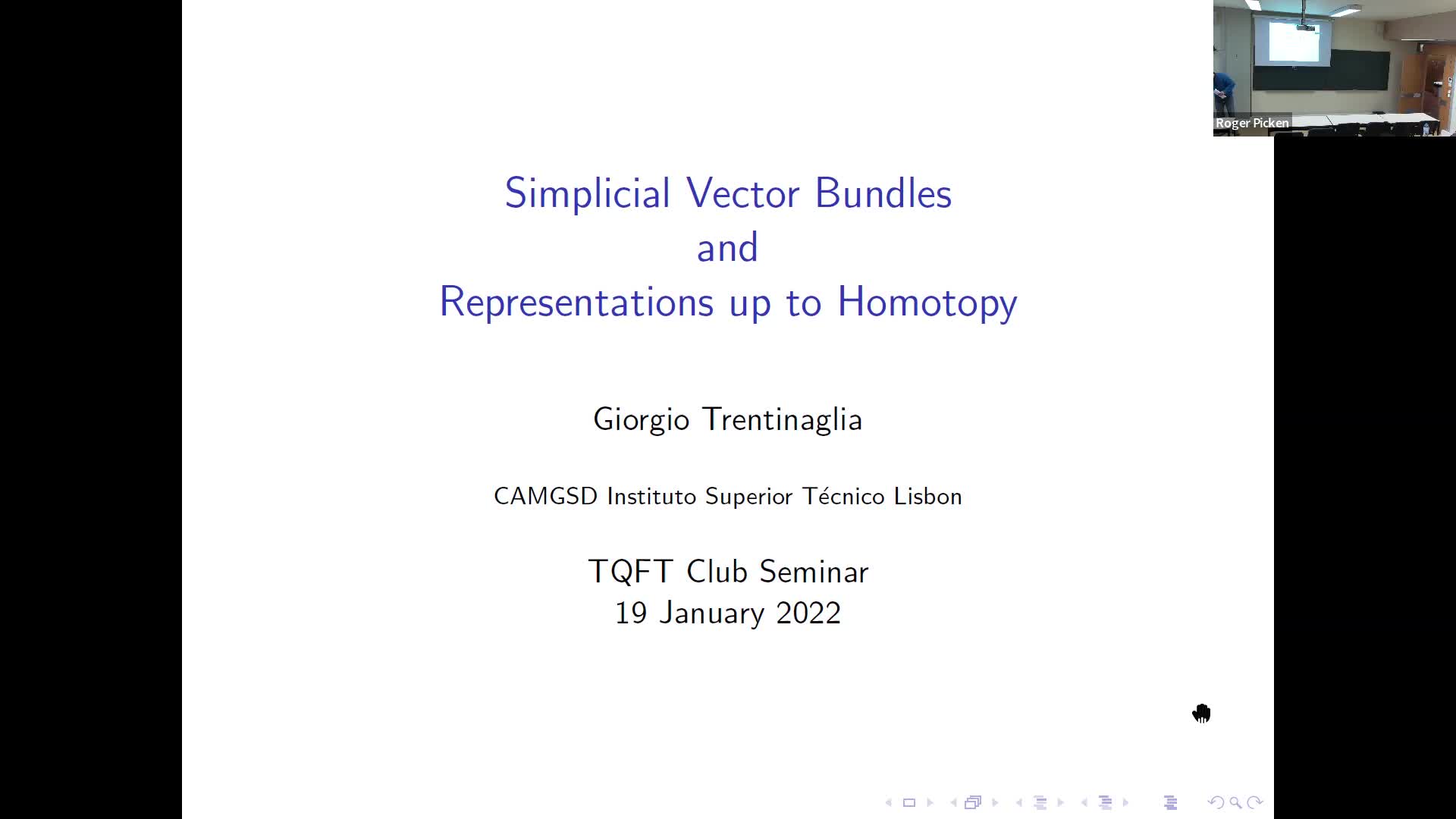  2022.01.19 Simplicial vector bundles and representations up to homotopy