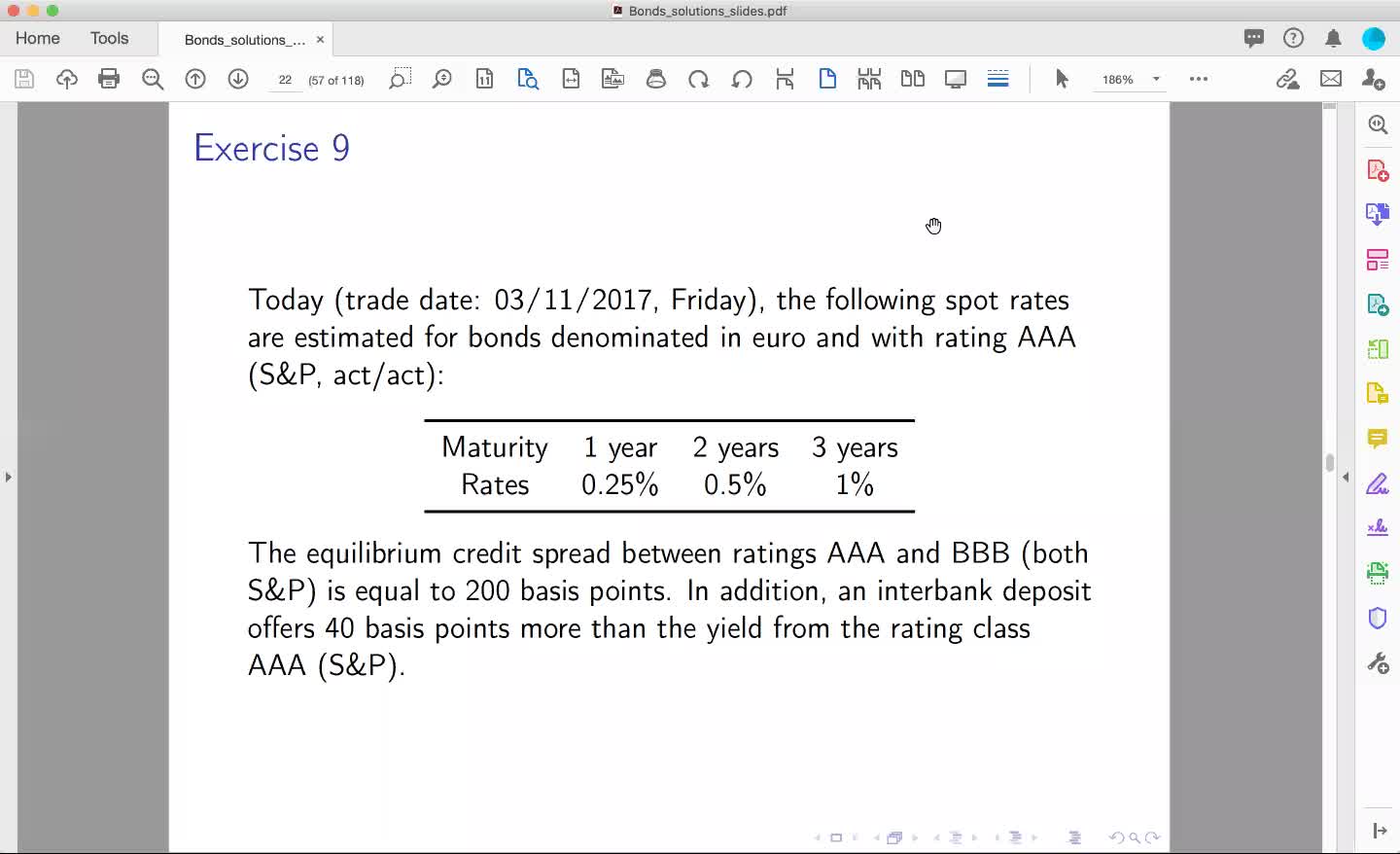 Bonds - Problem set, Exercise 9 (a) - (e)