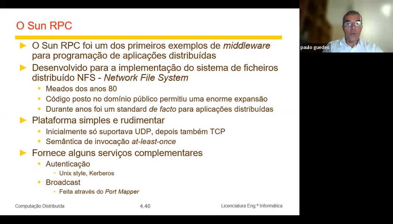 Aula 5 - Sun RPC; Invocação remota de objetos, Java RMI