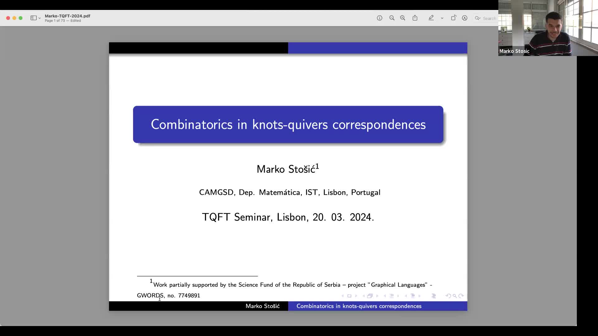  2024.03.20 Combinatorics in knot-quiver correspondences
