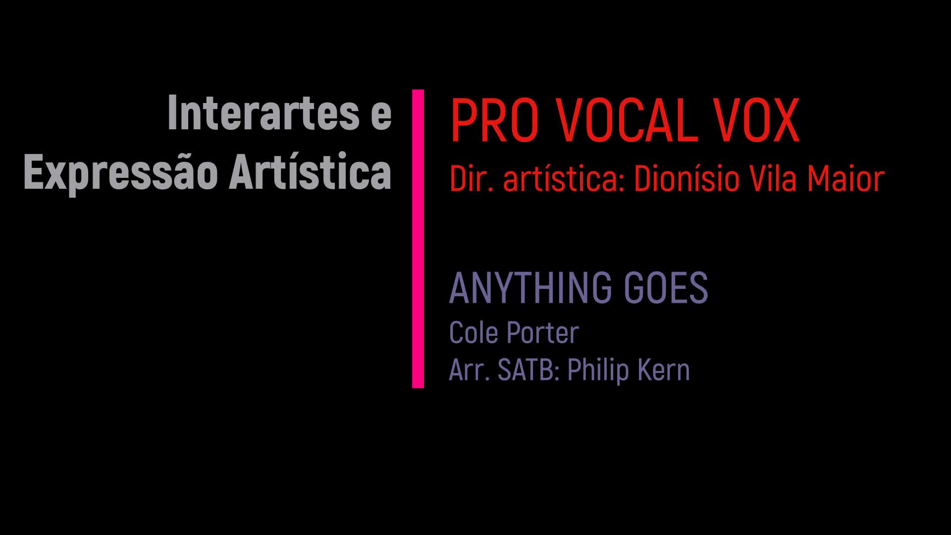  Interartes e expressão artística: Pro Vocal Vox & ANYTHING GOES
