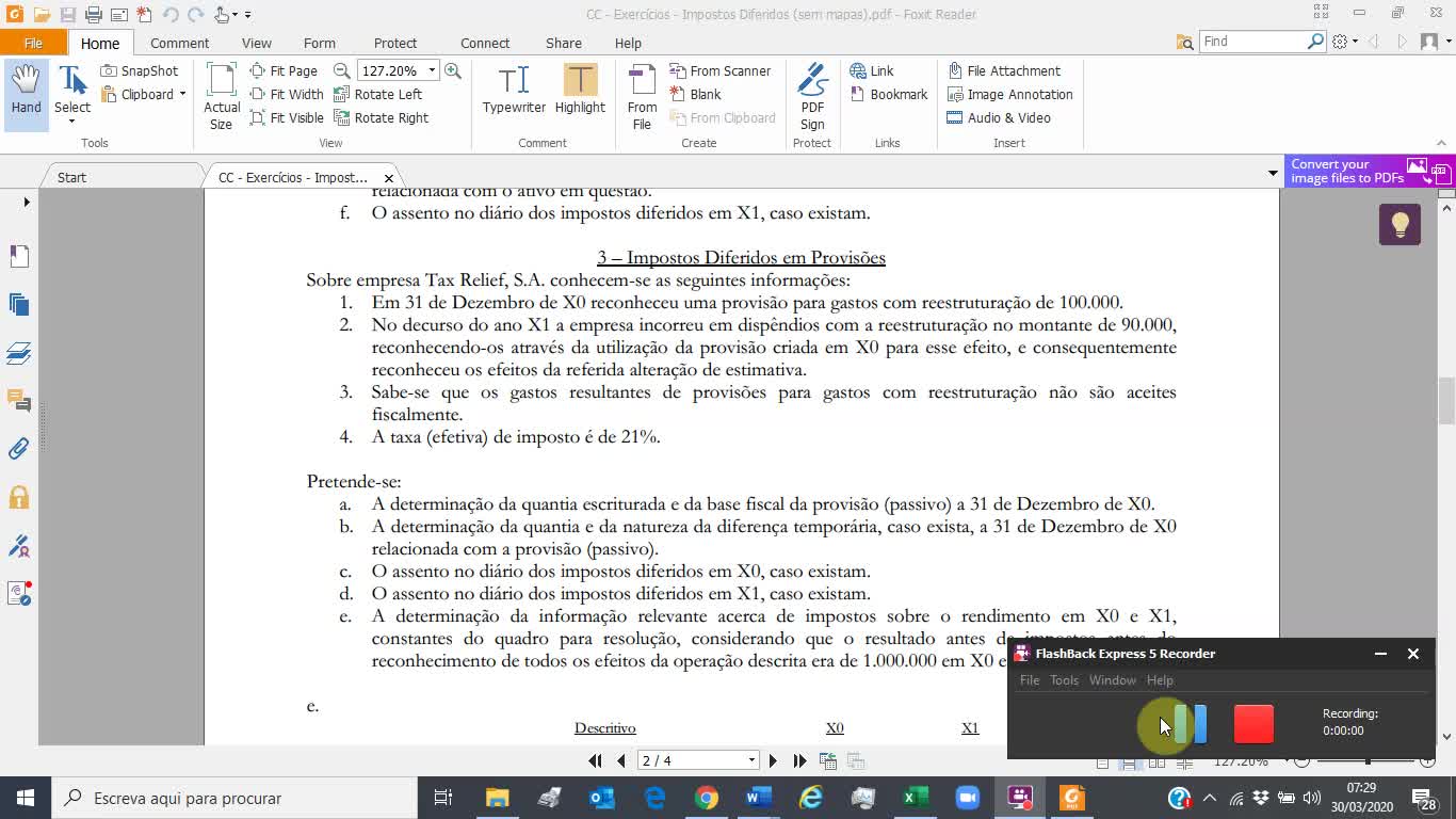 Resolução Exercício 3 (Impostos Diferidos)