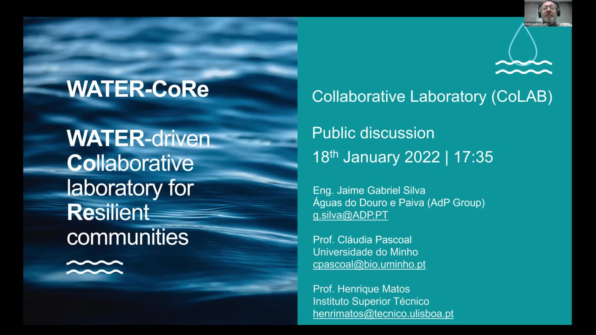  Apresentação: WATER_CoRe_Laboratório Colaborativo focado na ÁGUA para Comunidades Resilientes