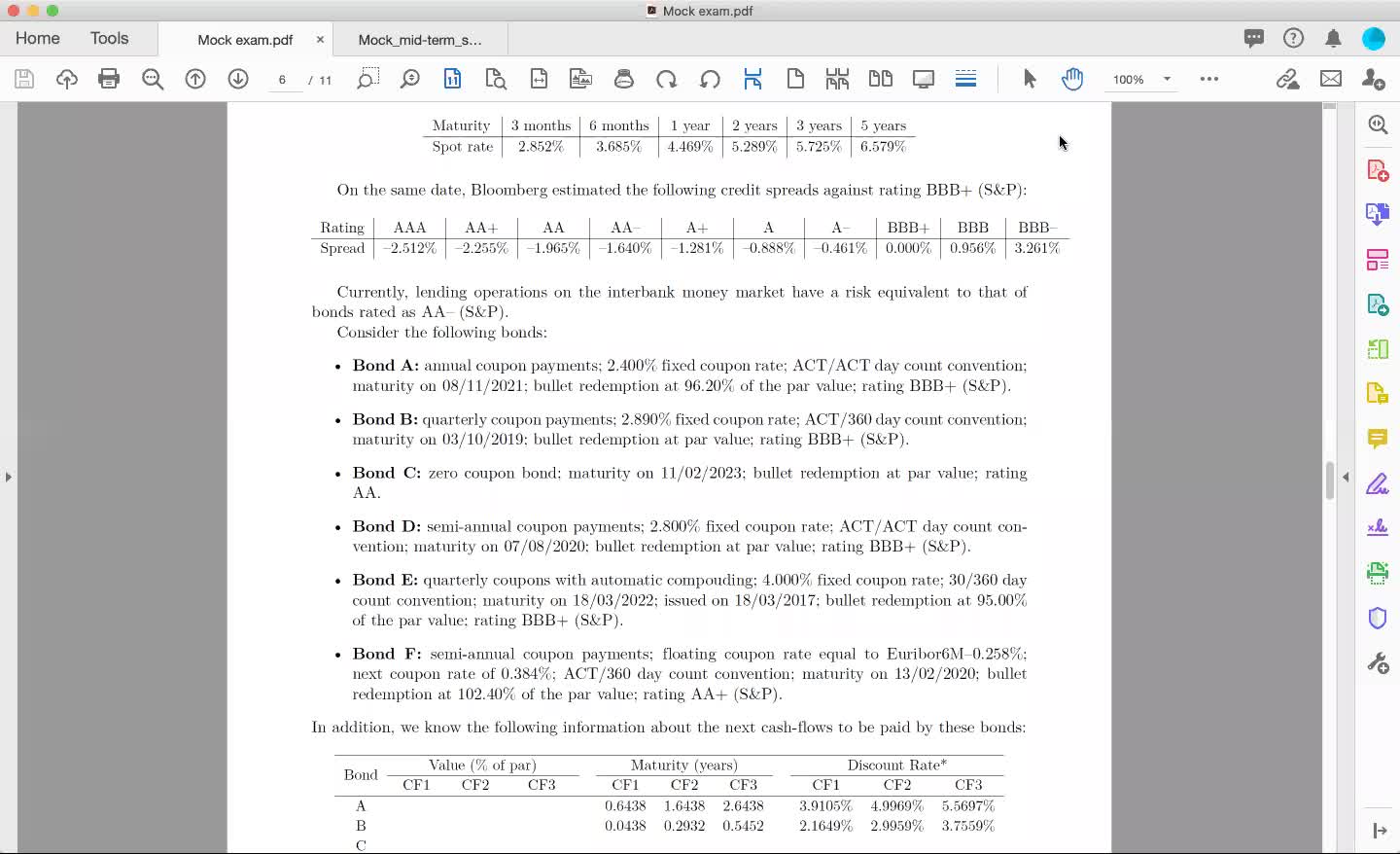 Bonds - Mock exam