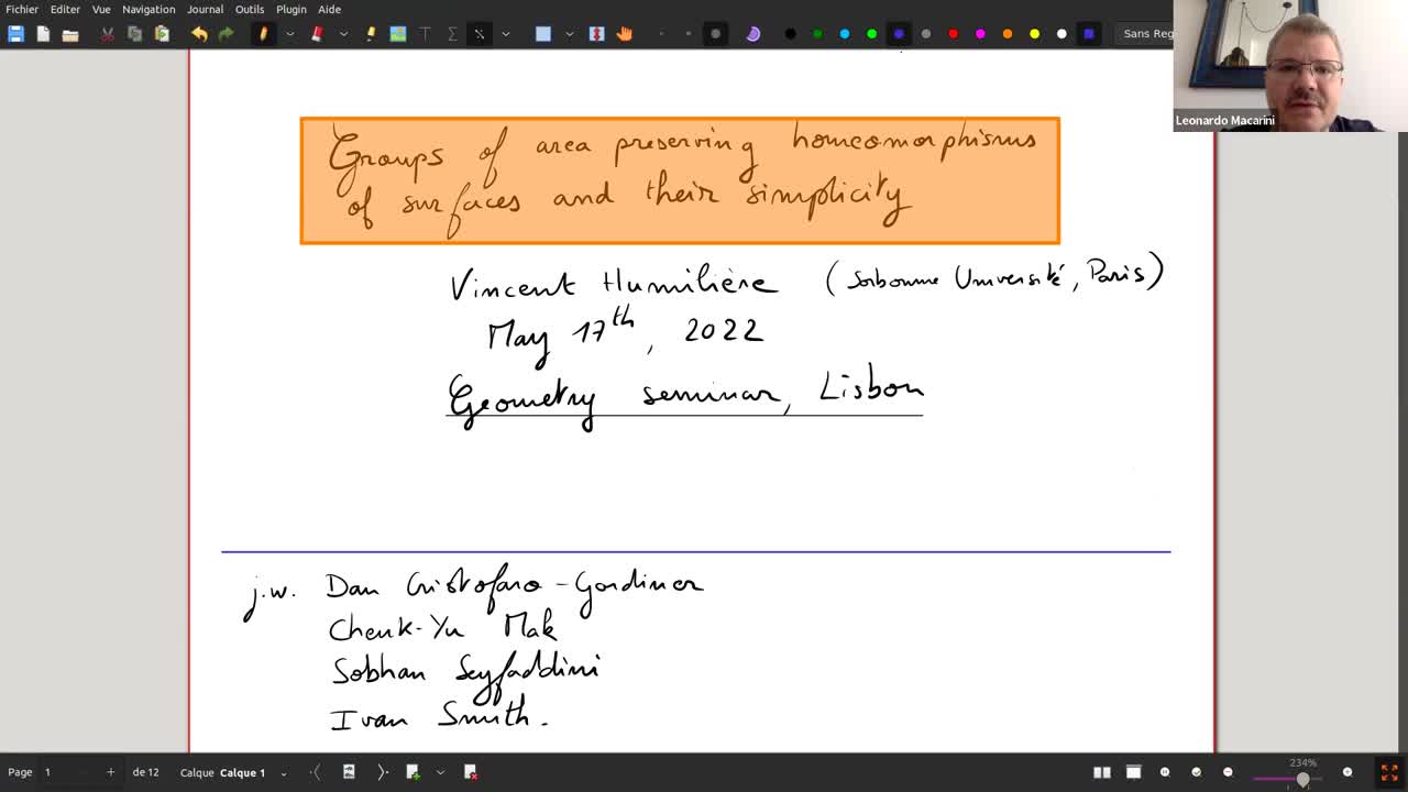  2022.05.17 Groups of area preserving homeomorphisms and their simplicity