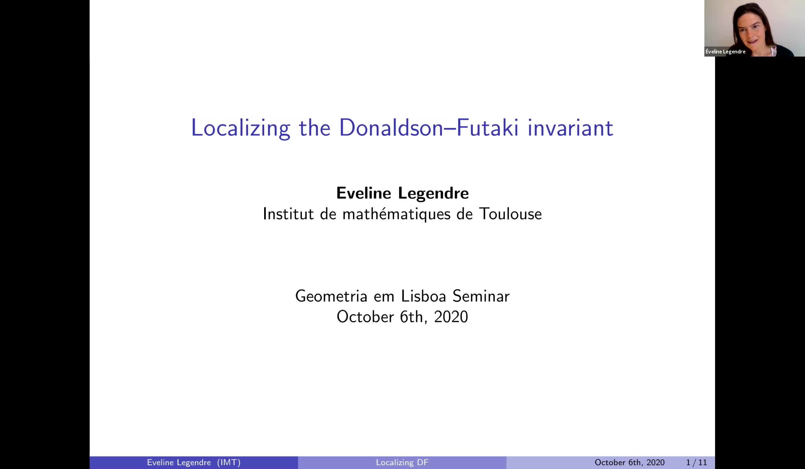 2020.10.06 Localizing the Donaldson-Futaki invariant