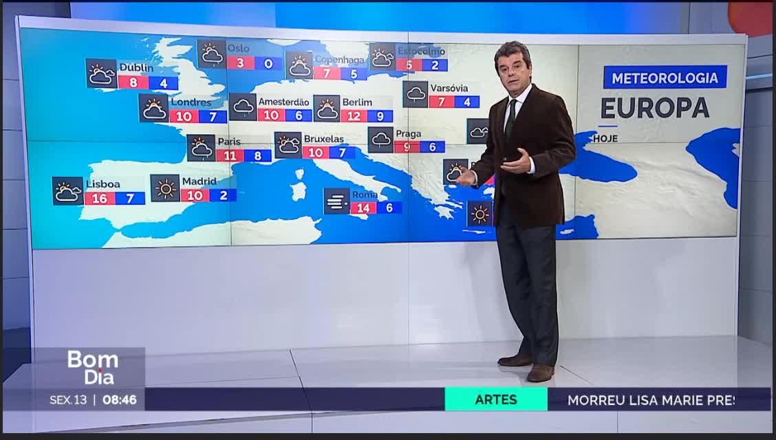  Previsão do estado do tempo, RTP1, 13-01-2023, IPMA.