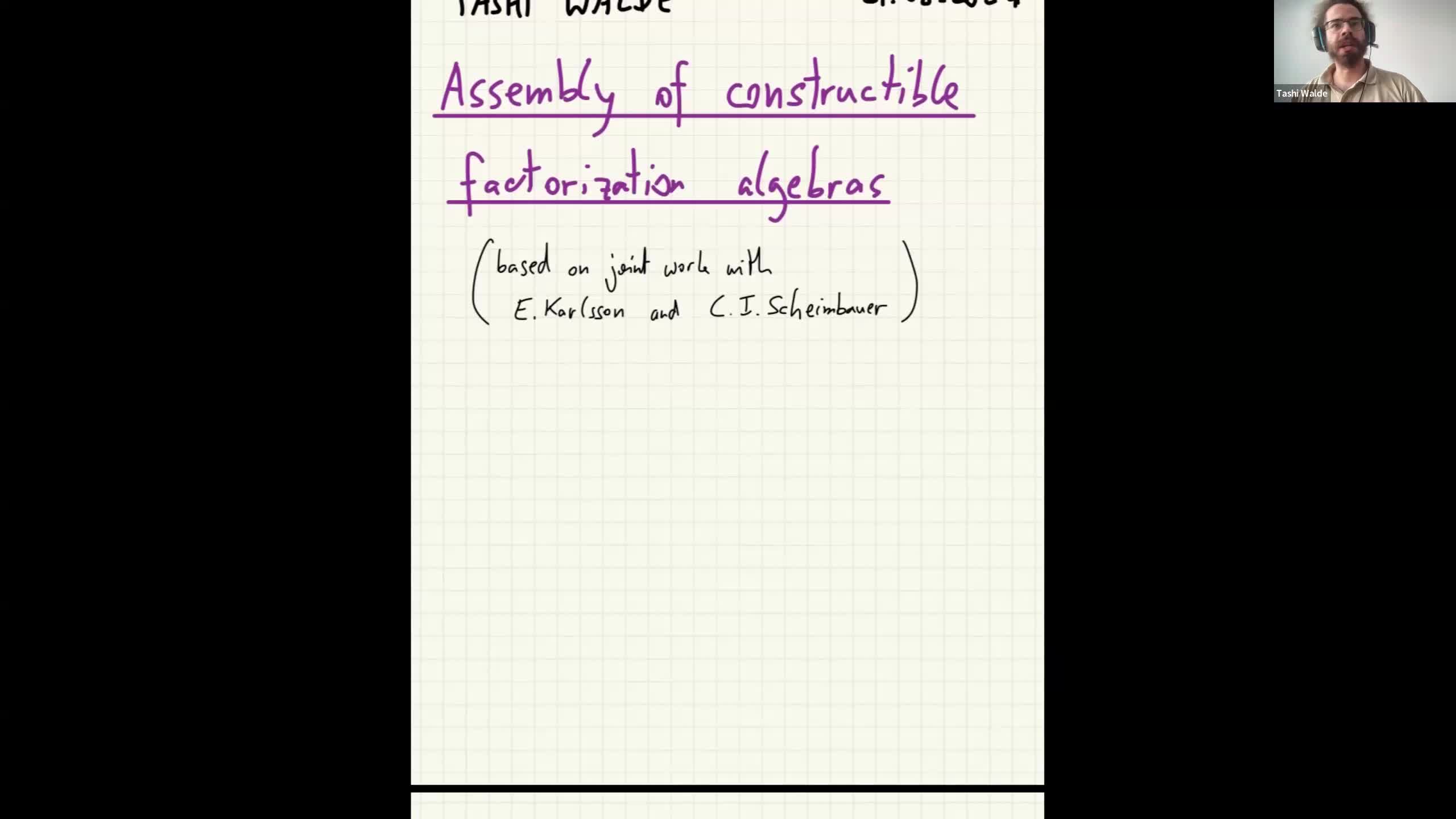  2024.08.21 Assembly of constructible factorization algebras