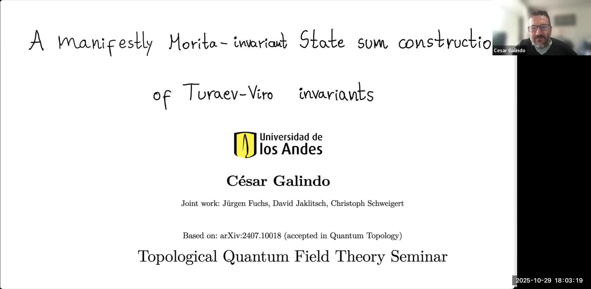  2025.10.29 A manifestly Morita-invariant construction of Turaev–Viro invariants