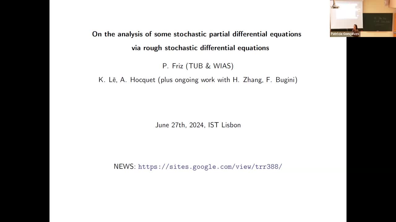  On the analysis of some stochastic partial differential equations via rough stochastic differential equations, Peter K Friz