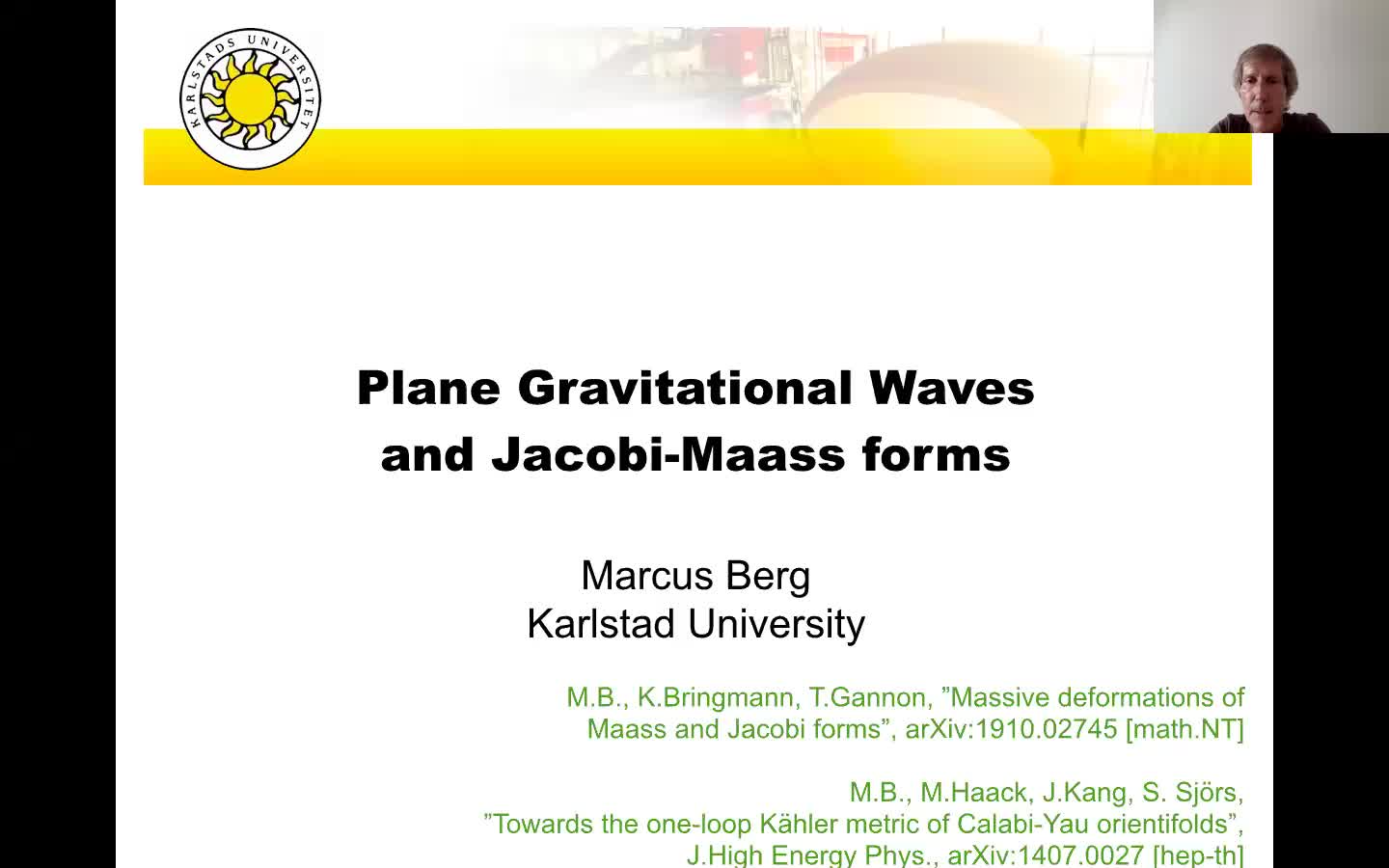 Plane gravitational waves and Jacobi-Maass forms