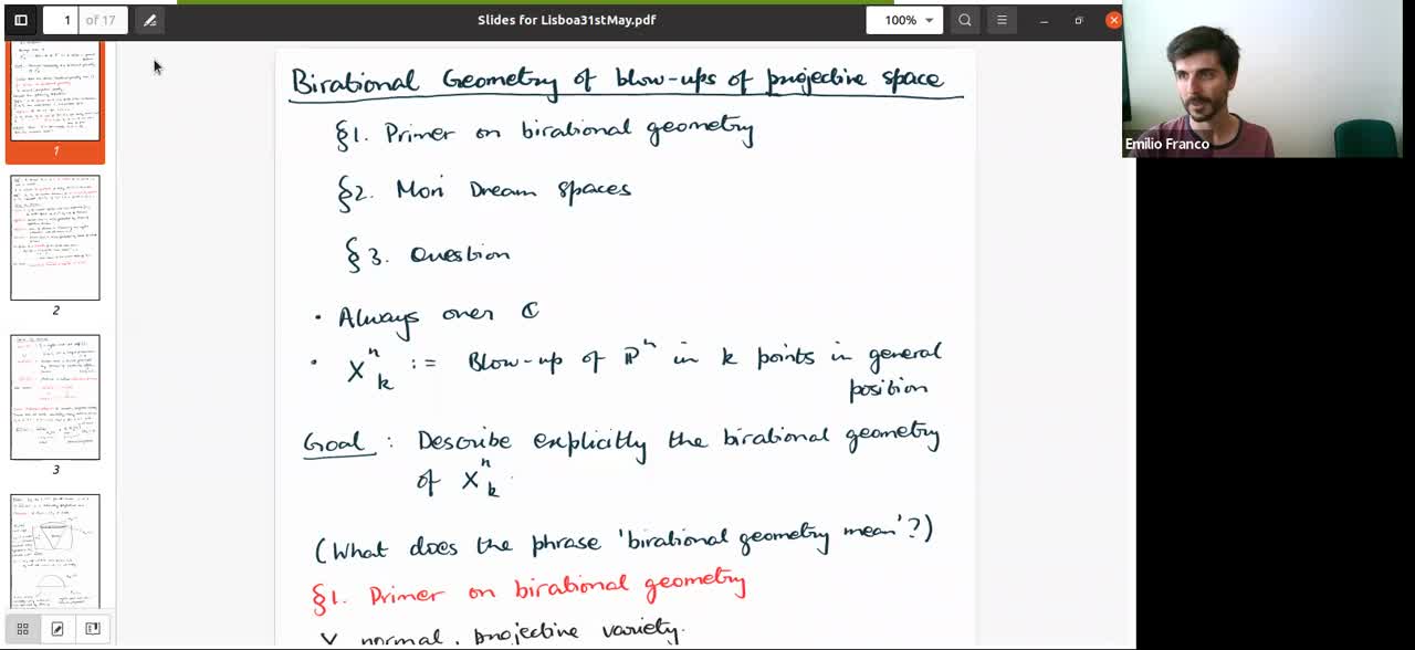  2022.05.31 Birational geometry of blow-ups of projective spaces