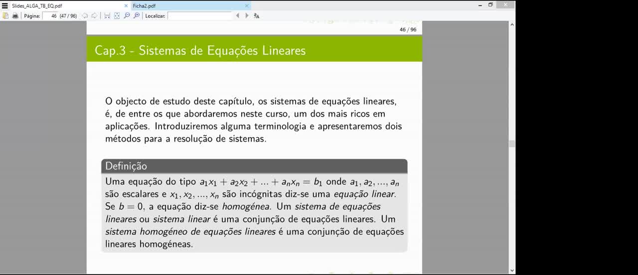 Aulas de ALGA (EEC+EQ+TB)