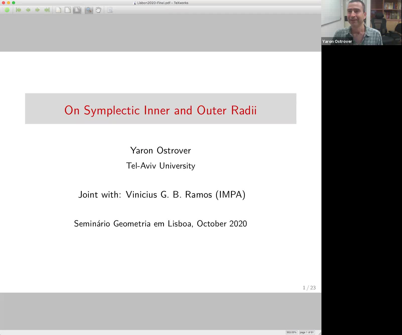 2020.10.27 On symplectic inner and outer radii of some convex domains