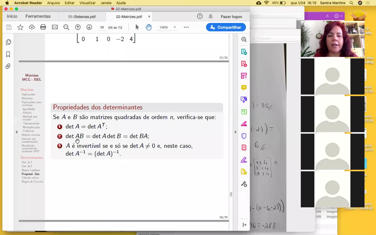  Aula03b- Regra de Laplace e Propriedades dos determinantes