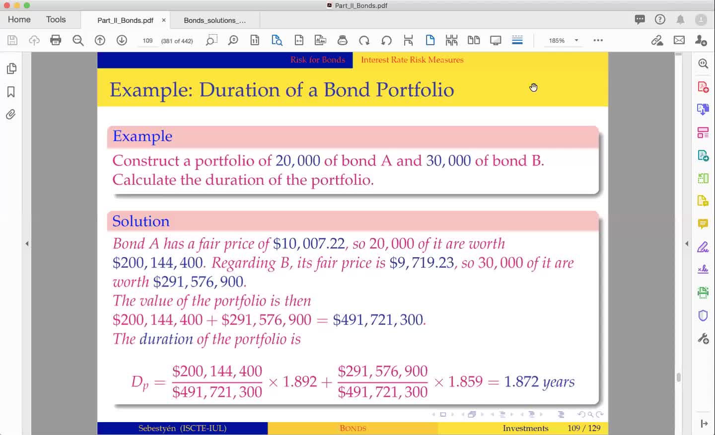 Risk for Bonds - Convexity