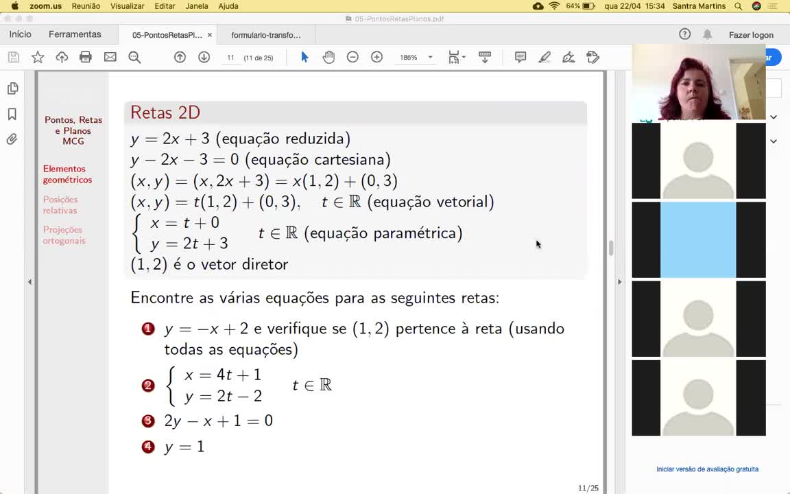  Aula07 - Retas 2D e 3D e planos 3D